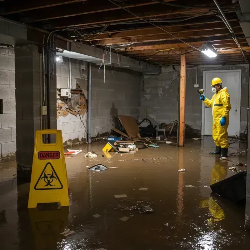 Flooded Basement Electrical Hazard in Belton, MO Property